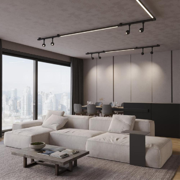 359371 KONST NT24 черный 000 Светильник диммир. со сменой цв. температ. (управл. - пульт ДУ или прилож. Smart Life) IP20 LED 24W 48V 3000-6000К GLAT