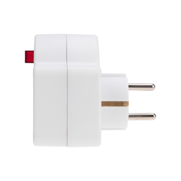 Тройник электрический 16А с/з + 2х2,5А с выключателем и защитными шторками, белый REXANT 