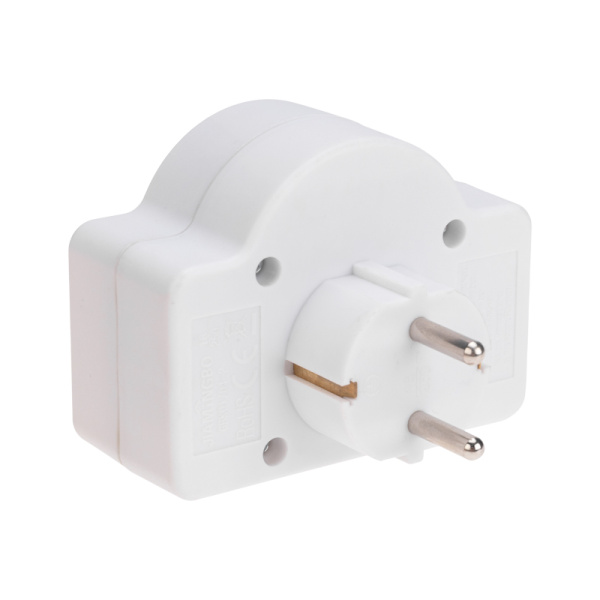 Тройник электрический 16А с/з + 2х2,5А с выключателем и защитными шторками, белый REXANT 