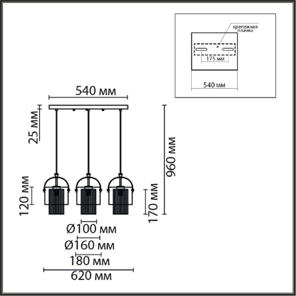 6592/3A MODERNI LN25 323 латунь/серый, металл/текстиль, стекло Подвес E14 3*40W 220V JANE