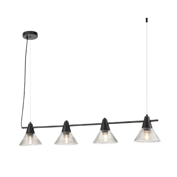 6595/4A MODERNI LN25 183 черный/прозрачный, металл/стекло Подвес E27 4*60W 220V CORNE