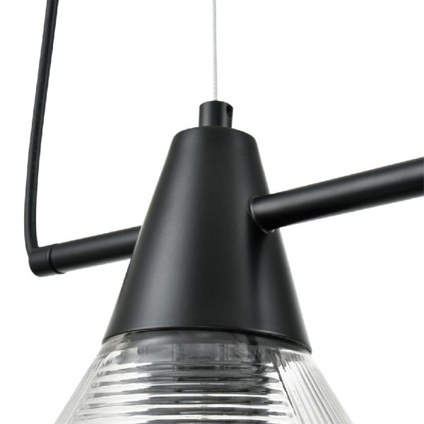 6595/4A MODERNI LN25 183 черный/прозрачный, металл/стекло Подвес E27 4*60W 220V CORNE