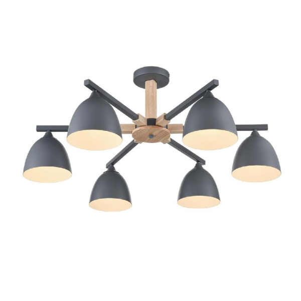 8096/6C MODERNI LN25 267 серый/серый металл, дерево/металл Люстра потолочная Е27 6*60W 220V COLANGE