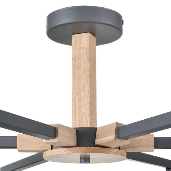 8096/6C MODERNI LN25 267 серый/серый металл, дерево/металл Люстра потолочная Е27 6*60W 220V COLANGE