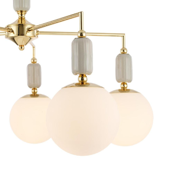 6580/5C CLASSI LN25 53 французское золото, серый/белый металл, керамика/стекло Люстра потолочная E14 5*40W 220V VIVIEN