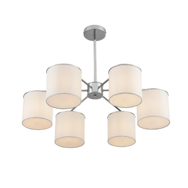 6591/6 CLASSI LN25 62 хром/белый, металл/текстиль Люстра подвесная E14 6*40W 220V SUNTORI