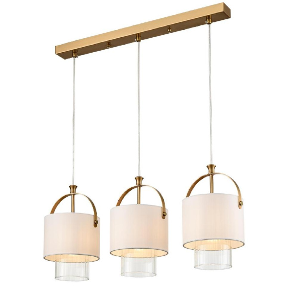 6593/3A MODERNI LN25 324 латунь/белый, металл/текстиль, стекло Подвес E14 3*40W 220V JANE