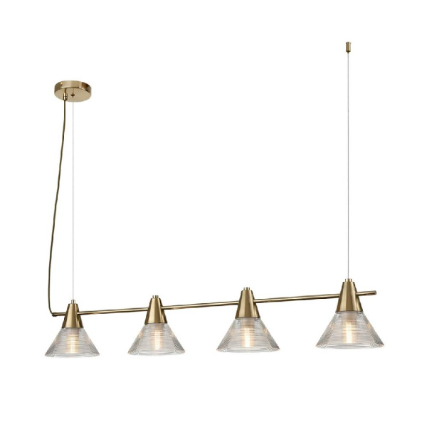 6596/4A MODERNI LN25 183 латунь титаниум/прозрачный, металл/стекло Подвес E27 4*60W 220V CORNE