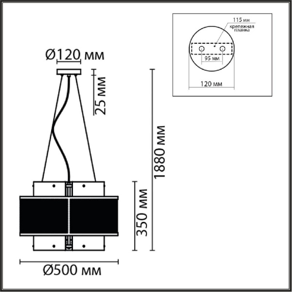 8007/6 MODERNI LN25 251 черный/черный, золотой металл/металл, стекло Люстра подвесная Е14 6*40W 220V Zarina