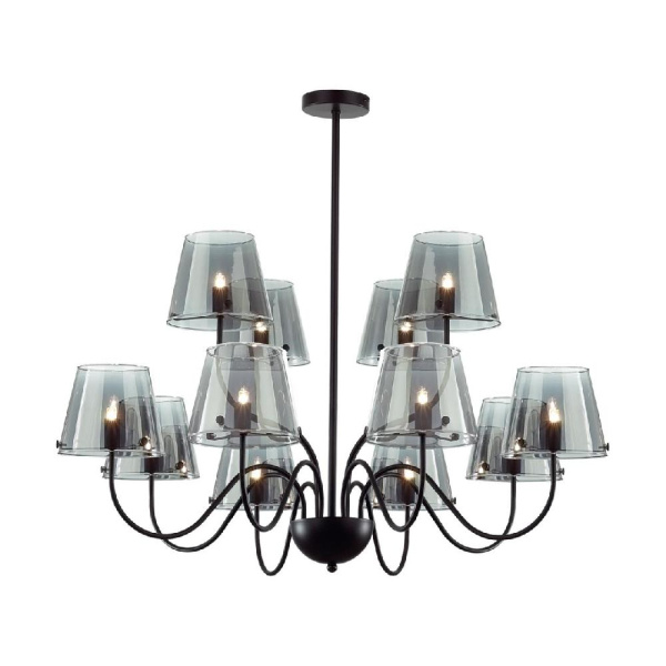 6570/12C MODERNI LN25 104 черный/дымчатый/металл/стекло Люстра потолочная G9 12*20W 220V SMOKY