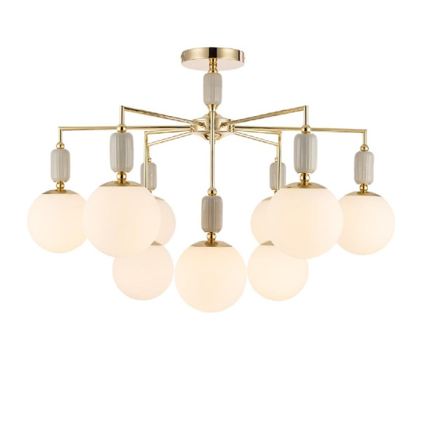 6580/9C CLASSI LN25 54 французское золото, серый/белый металл, керамика/стекло Люстра потолочная E14 9*40W 220V VIVIEN