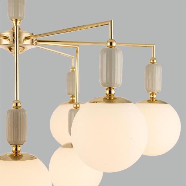 6580/9C CLASSI LN25 54 французское золото, серый/белый металл, керамика/стекло Люстра потолочная E14 9*40W 220V VIVIEN