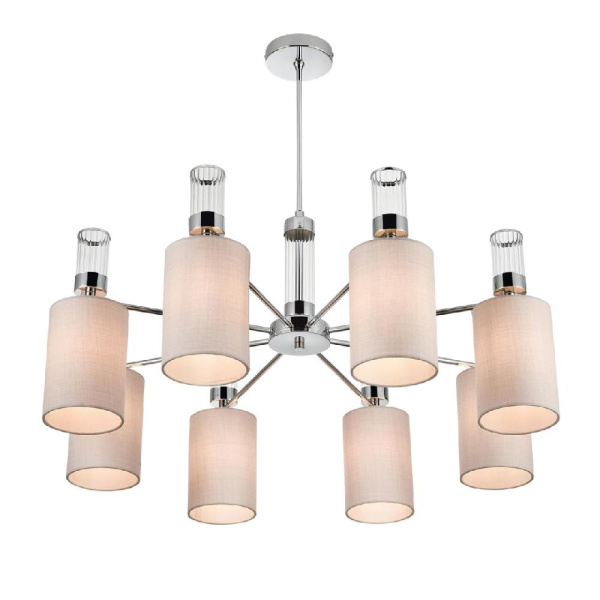 6585/8 MODERNI LN25 56 хром/бежевый, металл/текстиль, стекло Люстра подвесная E14 8*40W 220V ARNIKA