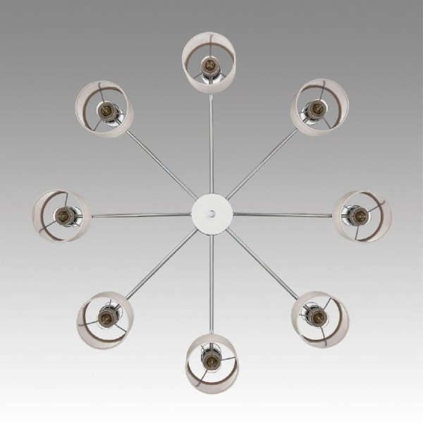 6585/8 MODERNI LN25 56 хром/бежевый, металл/текстиль, стекло Люстра подвесная E14 8*40W 220V ARNIKA