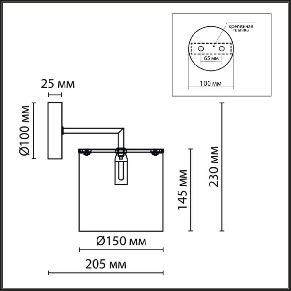 6591/1W CLASSI LN25 62 хром/белый, металл/текстиль Бра E14 1*40W 220V SUNTORI