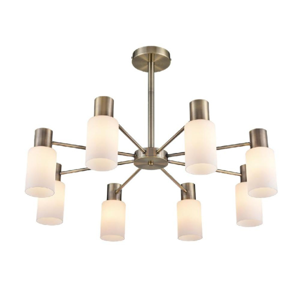 8100/8C COMFI LN25 74 бронза/белый металл/стекло Люстра потолочная Е14 8*40W 220V MAVE