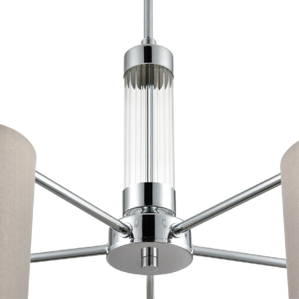 6585/5 MODERNI LN25 56 хром/бежевый, металл/текстиль, стекло Люстра подвесная E14 5*40W 220V ARNIKA