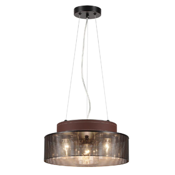 6598/3C MODERNI LN25 156 черный/черный. коричневый металл, эко кожа/металл, стекло Подвесной светильник Е27 3*40W 220V BASALTO