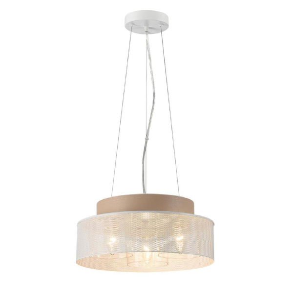 6599/3C MODERNI LN25 156 белый/белый, бежевый металл, эко кожа/металл, стекло Подвесной светильник Е27 3*40W 220V BASALTO