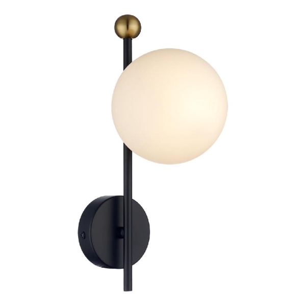 6581/1W MODERNI LN25 108 черный, золотой/белый металл  /стекло Настенный светильник E14 1*40W 220V MELODY