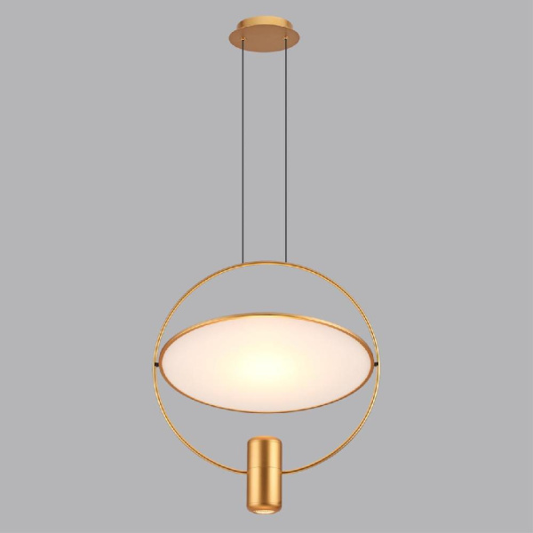 7028/2L HIGHTECH ODL25 285 золото/белый матовый/ металл/акрил Подвесной светильник золот. поворотный 150° IP20 LED GU10 2*7W ORBITE