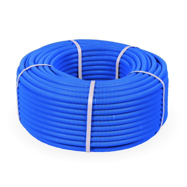 Труба гофрированная ПП тяжёлая 750 Н безгалогенная (HF) синяя с/з d16 мм (100м/5500м уп/пал) Промрукав
