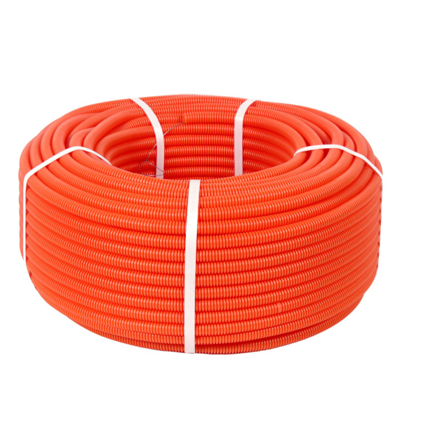 Труба гофрированная ПНД тяжёлая 750 Н безгалогенная (HF) оранжевая с/з d16 мм (100м/5500м уп/пал) Промрукав