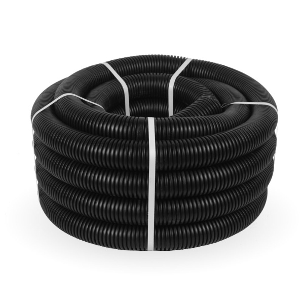 Труба гофрированная ПА безгалогенная (HF) стойкая к ультрафиолету черная с/з d40 мм (15м/960м уп/пал) Промрукав