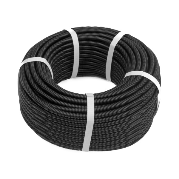 Труба гофрированная ПП безгалогенная (HF) разрезная черная dвн 7,0 мм, dнар 10,0 мм (50м/уп) Промрукав