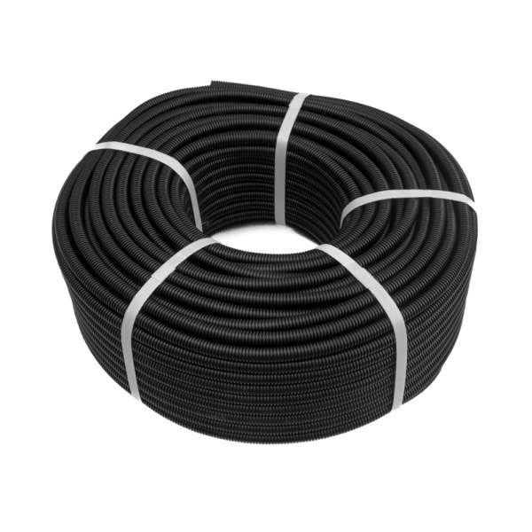 Труба гофрированная ПП безгалогенная (HF) разрезная черная dвн 9,8 мм, dнар 13,2 мм (100м/уп) Промрукав