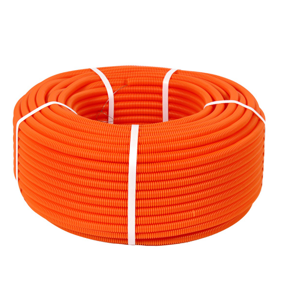 Труба гофрированная ПВХ легкая 350 Н оранжевая с/з d16 мм (100м/5500м уп/пал) Промрукав