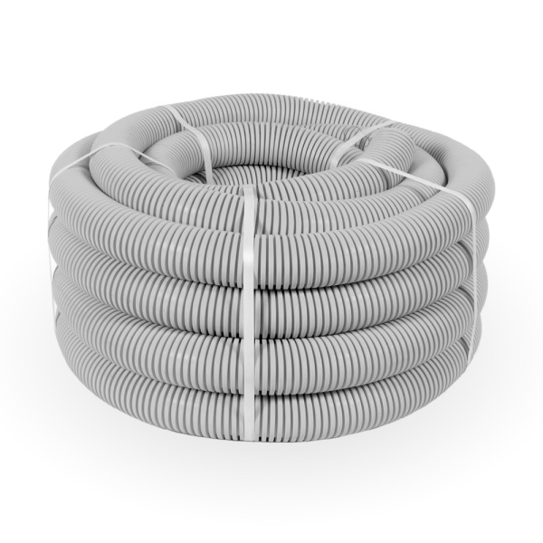 Труба гофрированная ПВХ легкая 350 Н серая с/з d40 мм (15м/960м уп/пал) Промрукав