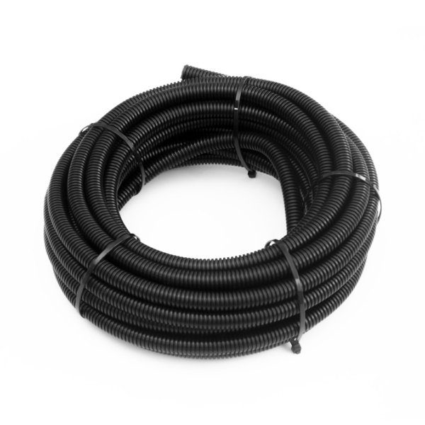 Труба гофрированная ПА безгалогенная (HF) стойкая к ультрафиолету разрезная черная dвн 9,8 мм, dнар 13,2 мм (10м/уп) Промрукав