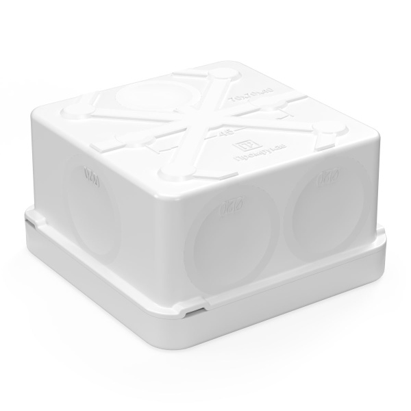 Коробка распределительная 60-0200-9003 для прямого монтажа двухкомпонентная безгалогенная (HF) белая 70х70х40 (150шт/кор) Промрукав