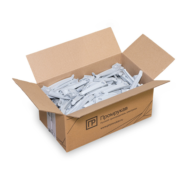 Держатель круглого кабеля односторонний для прямого монтажа на 8 мест в гофроящике серый (200 шт/кор) Промрукав