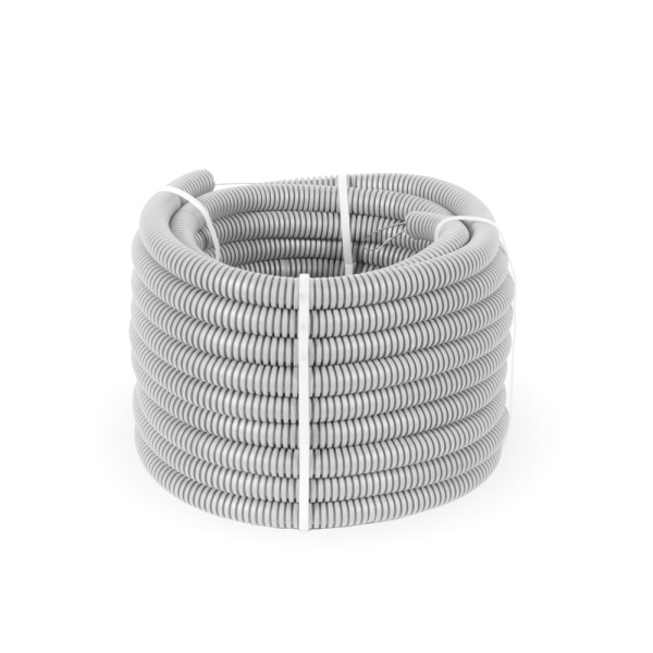 Труба гофрированная ПНД лёгкая 350 Н безгалогенная (HF) стойкая к ультрафиолету серая с/з d25 мм (10м/1200м уп/пал) Промрукав