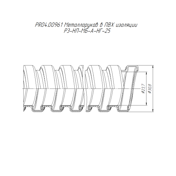 Металлорукав в ПВХ изоляции Арктический Р3-НП-МБ-Арк-НГ-25 (50м/уп) Промрукав