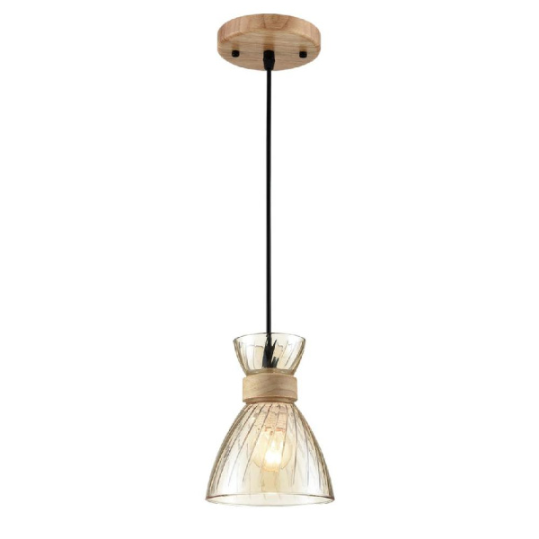 8051/1А SUSPENTIONI LN25 309 дерево/амбер металл/стекло Подвесной светильник E27 1*60W 220V MIRABELA