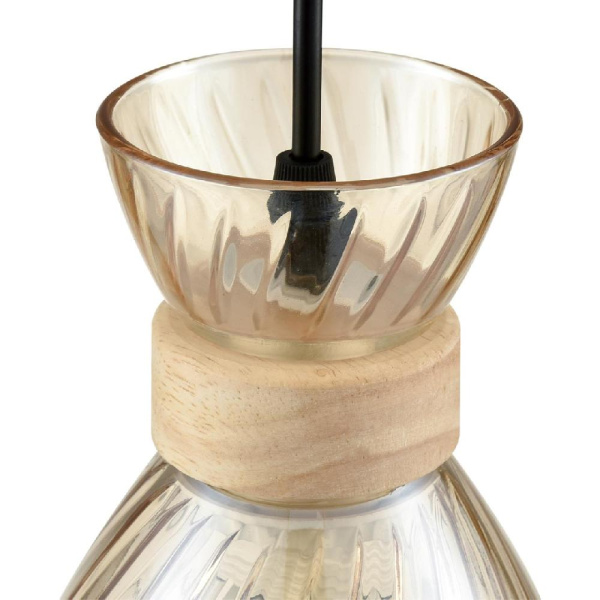 8051/1А SUSPENTIONI LN25 309 дерево/амбер металл/стекло Подвесной светильник E27 1*60W 220V MIRABELA