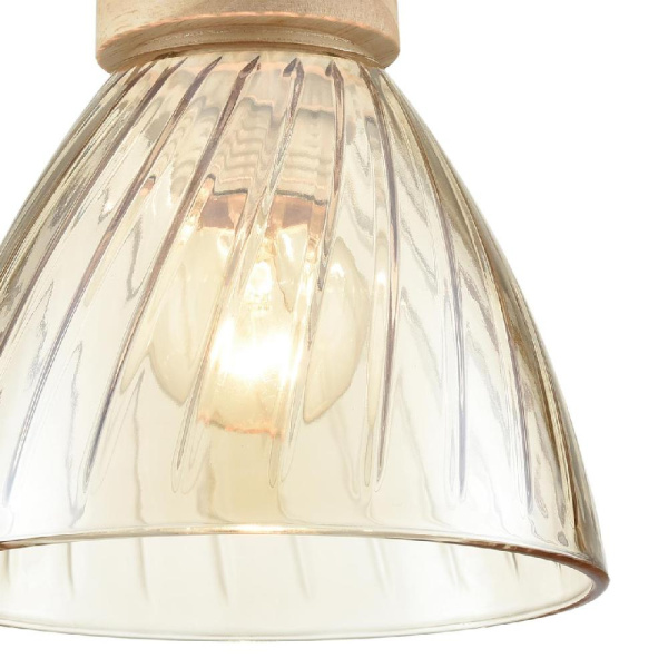 8051/1А SUSPENTIONI LN25 309 дерево/амбер металл/стекло Подвесной светильник E27 1*60W 220V MIRABELA