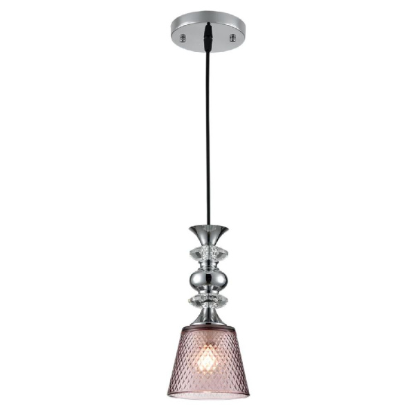 8048/1А SUSPENTIONI LN25 308 хром/розовый металл/стекло Подвесной светильник E27 1*60W 220V MANOLA
