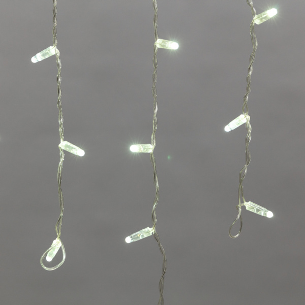 Гирлянда светодиодная Бахрома (Айсикл) 4,8х0,6м 176 LED БЕЛЫЙ прозрачный ПВХ IP65 эффект мерцания 230В нужен шнур 303-500-1 NEON-NIGHT