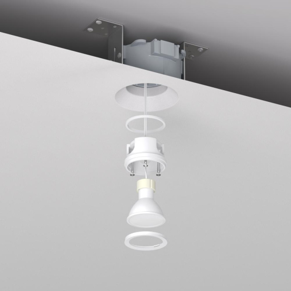 DK2081-WH Встраиваемый точечный светильник для натяжных ПВХ потолков INVIZ, IP 20, до 15 Вт, GU10, LED, белый, ABS-пластик