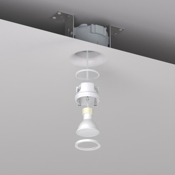 DK2080-WH Встраиваемый точечный светильник для натяжных ПВХ потолков INVIZ, IP 20, до 15 Вт, GU10, LED, белый, ABS-пластик