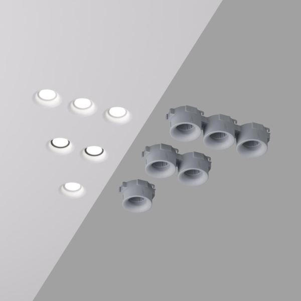 DK2080-WH Встраиваемый точечный светильник для натяжных ПВХ потолков INVIZ, IP 20, до 15 Вт, GU10, LED, белый, ABS-пластик