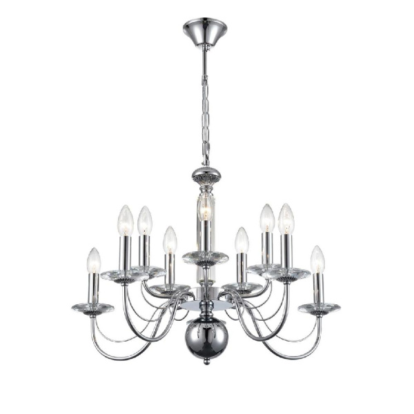 8034/10 CLASSI LN25 18 хром, металл/стекло Люстра подвесная Е14 10*40W 220V INCANTO