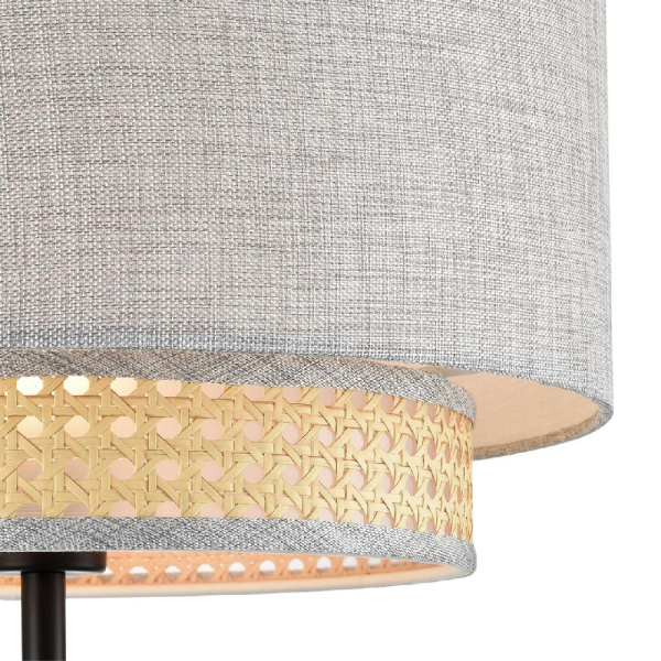 8043/1F MODERNI LN25 266 черный/серый/бежевый, металл/текстиль/ротанг Торшер Е27 1*60W 220V LAUNA