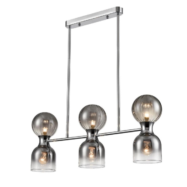 8114/6 MODERNI LN25 142 хром/дымчатый, металл/стекло Подвесной светильник G9 3*30W + E14 3*40W 220V TAUNA