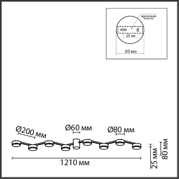 8116/8C COMFI LN25 208 никель, металл Люстра потолочная LED GX53 8*7W 220V SANATA