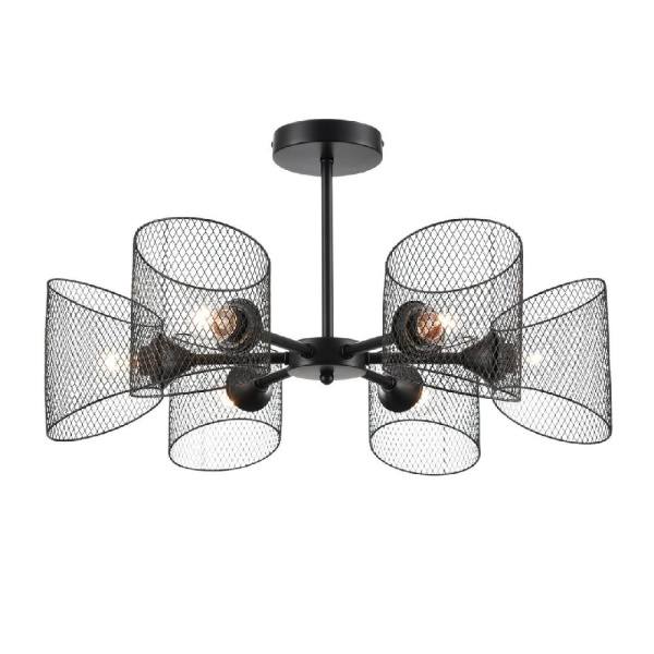 8238/6C COUNTY LN25 258 черный, металл Люстра потолочная Е27 6*60W 220V TIDINA